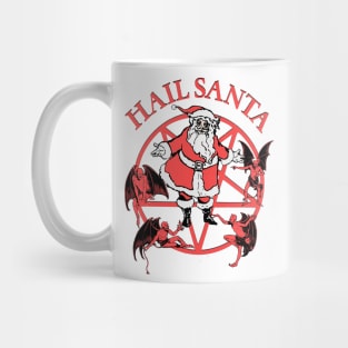 HAIL SANTA Christmas Holiday Funny Goth Horror Pentagram Devil Tee Mug